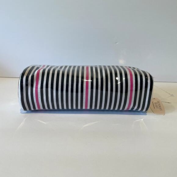 Victoria's Secret Make Up Bag Womens Black White Pink Stripe Beauty Cosmetic - Picture 7 of 8
